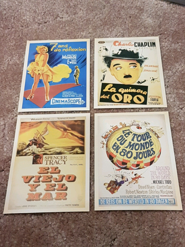4 POSTCARDS FOR $15. CHARLIE CHAPLIN, MARILYN MONROE in Arts & Collectibles in Mississauga / Peel Region