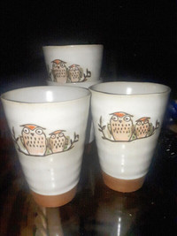 Four UNIQUE  OWL glasses or cup