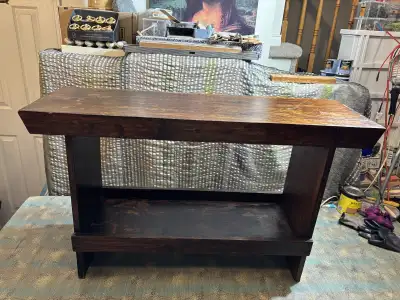 Antique Barnboard (old wood) Bench 41” wide w/ Lower Shelf, View more