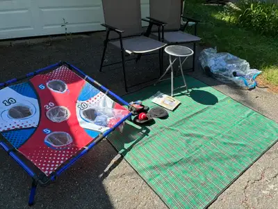 FREE summer stuff, blanket, games, 2 folding chairs etc., View more