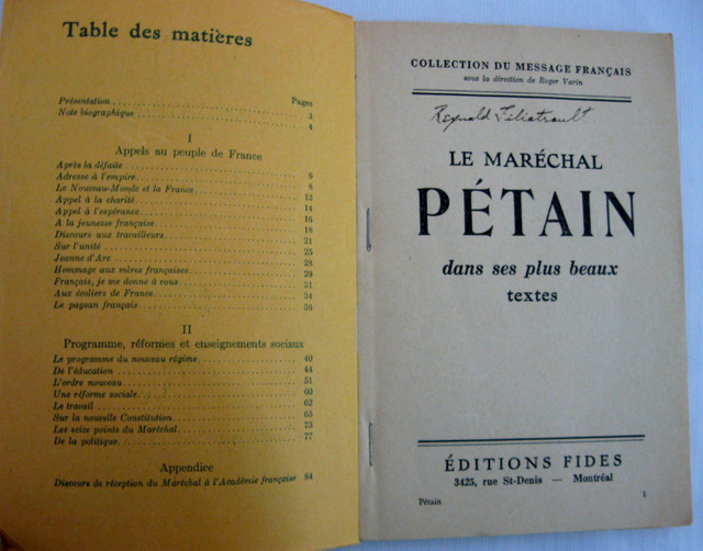 LE MESSAGE FRANCAIS de PETAIN dans ses plus beaux TEXTES  c.1943 dans Art et objets de collection  à Ouest de l’Île - Image 2