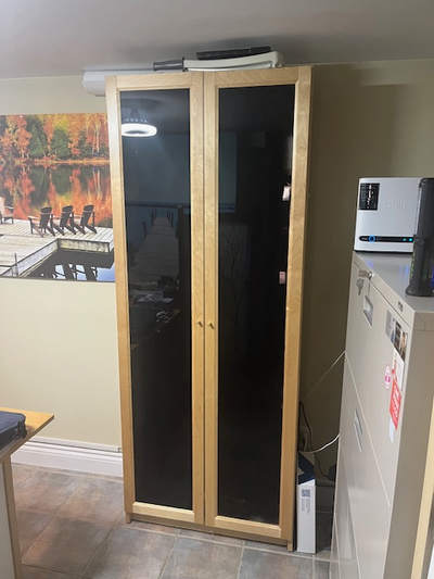 IKEA BILLY BOOKCASE WITH GLASS DOORS Natural wood, View more
