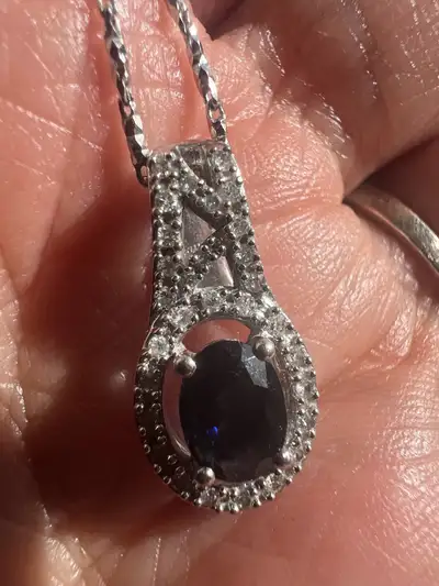 10 k sapphire and diamonds necklace, View more
