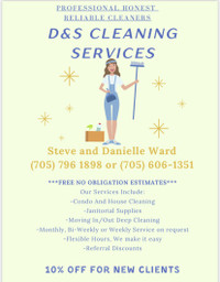 Collingwood/Wasaga/Barrie Residential Cleaning Services