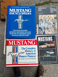 4 OLDER FORD MUSTANG BOOKS - 3  HARDCOVER + 2 DISPLAYS