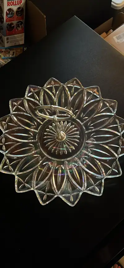 Estate Sale Vintage iridescent glass tray, View more