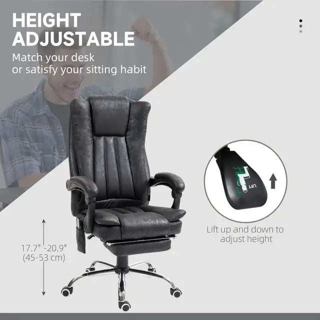 Office Chair，Vibration Massage Chair Micro Fiber Recliner in Chairs & Recliners in Markham / York Region - Image 4