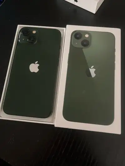 For sale one (1) iPhone 13. $300 OBO. (Green) Specs. 128gb 83% battery health ✅ Face ID functionins...