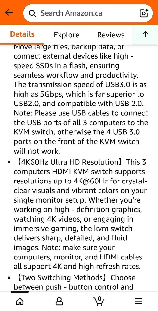 HDMI KVM Switch 1 Monitor 3 Computers, 4K60Hz 3 Port HDMI KVM Sw in Cables & Connectors in Markham / York Region - Image 11