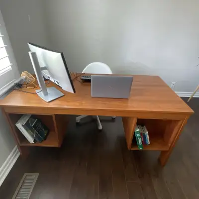 Desk (teak finish) with bookcase front, View more