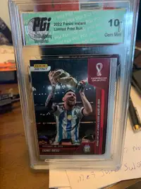Graded Messi World Cup trophy card 