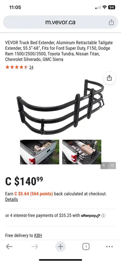 VEVOR Truck Bed Extender, Aluminum Retractable Tailgate Extender, 55.5"-68", Fits for Ford Super Dut...