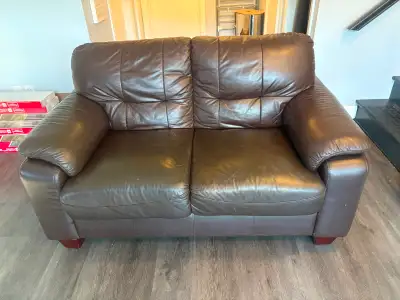 Dark Brown 2 Seater Real Leather Sofa, View more