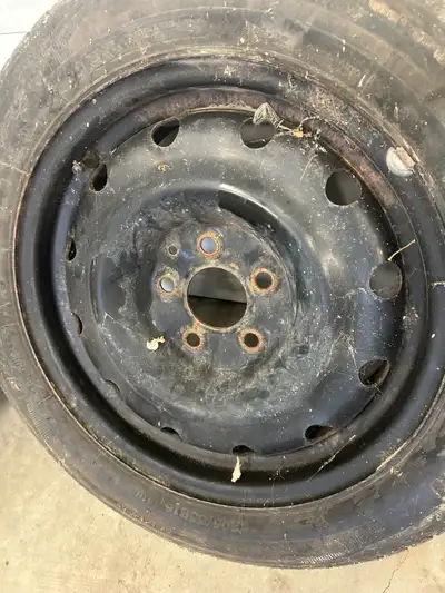 4 5/114.3 steel rims (came off Honda civic, tires on them are worn out but hold air.