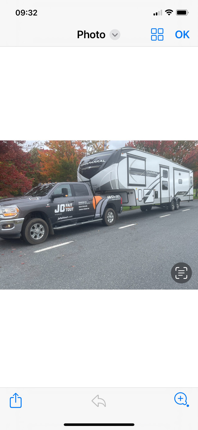 Transport roulotte Fifthwheel réservation pour Québec  campings  dans VR et caravanes  à Ville de Québec