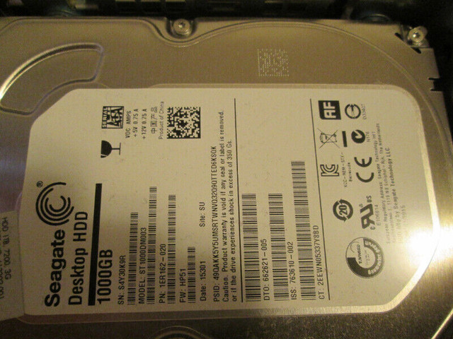 Hard Drive 1TB Seagate For Desktops in System Components in Ottawa
