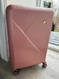 Pink Triforce luggage suitcase gold hardware  26” x 17.2” x 11” 