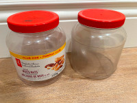 FREE-Clear plastic storage containers w red screw lid