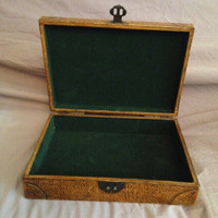 Decorative faux-wood velvet-lined cardboard box