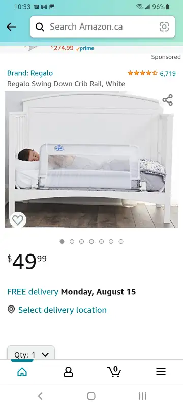 Regalo swing down crib rail. White.  New in box., View more