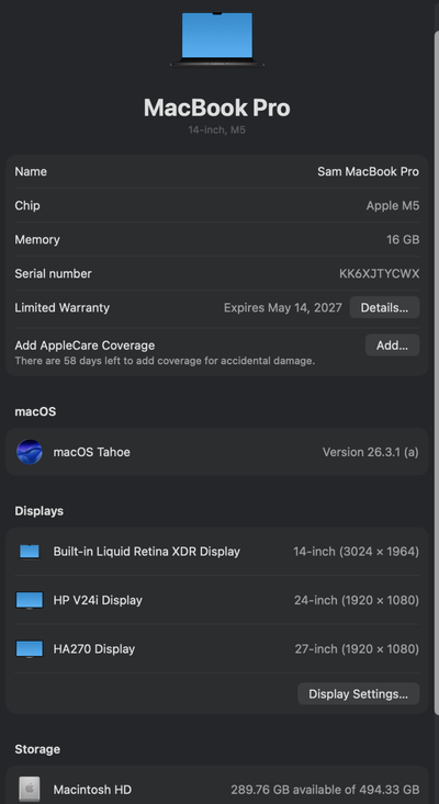 2025 MacBook Pro (14-inch, M5) 16GB Ram 512GB SSD Nano Screen, View more