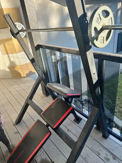 exercise bar and bench, View more