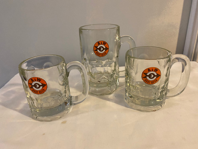 3 Vintage A&W Glass Mugs in Arts & Collectibles in Oshawa / Durham Region