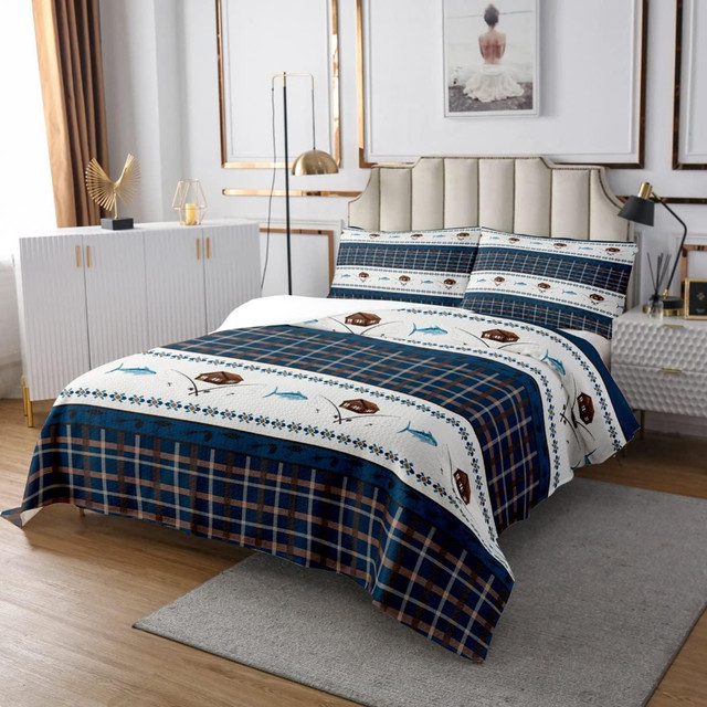 New 2 Piece Gone Fishing Bedspread Set - Twin $65 in Bedding in North Bay - Image 3