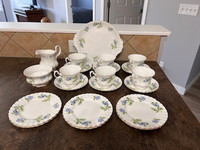 Tea set, Richmond bone china, England. Blue Poppy. 