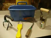 Garden Tools and Caddy - Two Watering Cans