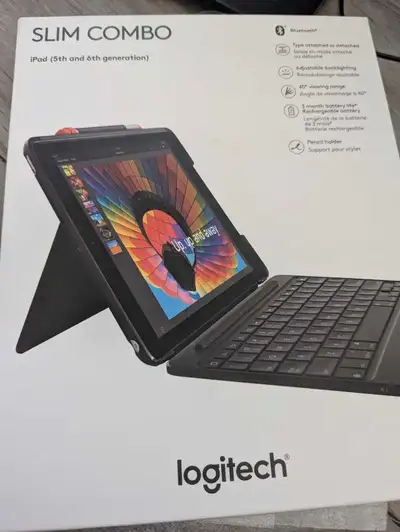 Logitech iPad slim keyboard/cover combo., View more