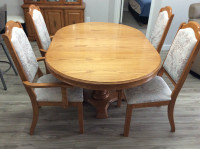 Oak finish diningroom table chairs and china cabinet
