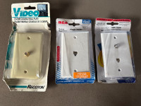 Coaxial cable tv and telephone wall jacks cover plates