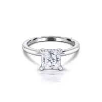 1.00 Ct Princess Cut Hidden Halo Moissanite Engagement Ring