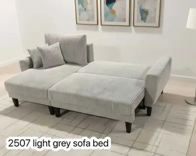 Lounge and snooze light grey Couduory reversible sofa bed , View more