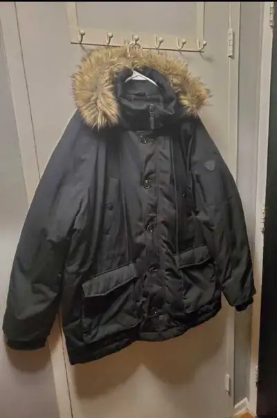 Men's Warm Winter Canadiana Black Jacket Size 2XL, View more