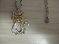 Vintage Silver Cat Necklace from Fifth Avenue Collection