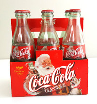 1999 Coca-Cola Christmas Edition 6 Bottles w/ Cardboard Carrier