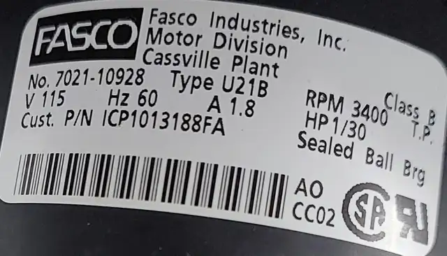 FASCO Inducer Blower Motor Assembly 7021-10928    M043 in Heating, Cooling & Air in City of Toronto - Image 4