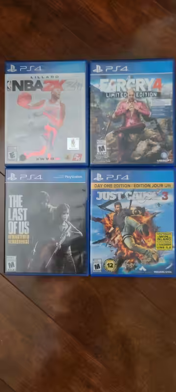 $15 each or best offer NBA 2K21 Farcry 4 Limited Edition The Last Of Us Remastered Just Cause 3 Day...