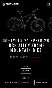 BNIB Go-Tyger 21 Speed 26 Inch Alloy Frame Mountain Bike Black a