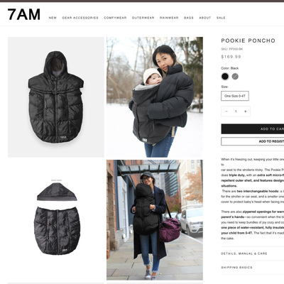 7am enfant pookie poncho for baby carrier, car seat and stroller, View more