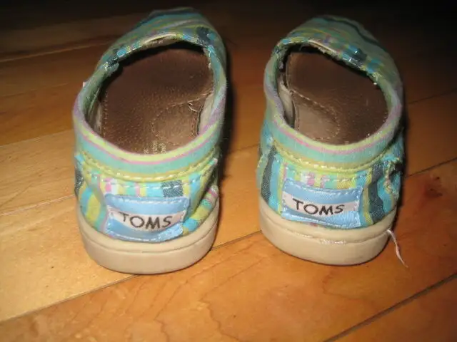 TOMS Youth Kids Classic Blue Striped Canvas shoes -12.5 Y62863262284035123