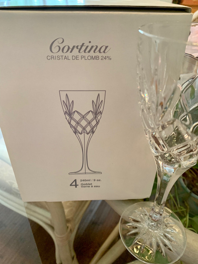 Cortina Bohemian Crystal Wine or Water Glasses. New In Box Vinta in Kitchen & Dining Wares in Mississauga / Peel Region - Image 2