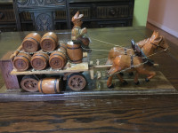 HofBrau Hand Carved Beer Wagon with Music Box