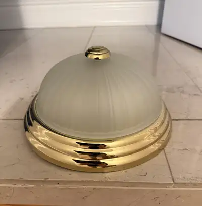 Gold & Frosted Glass Round Ceiling Light Fixture, View more