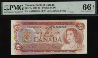 1974 Canada Bank of Canada $2 Dollars BC-47a PMG 66 EPQ Unc