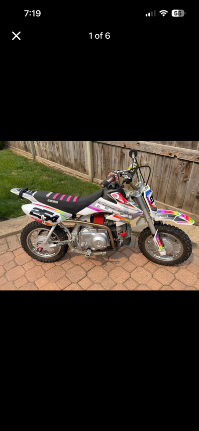 Custom Honda CRF50 pit bike, over $1200 in upgrades. Like new condition, rarely used other than a pr...
