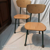Set of 4 Mid century industrial childrens chairs. 2 sizes