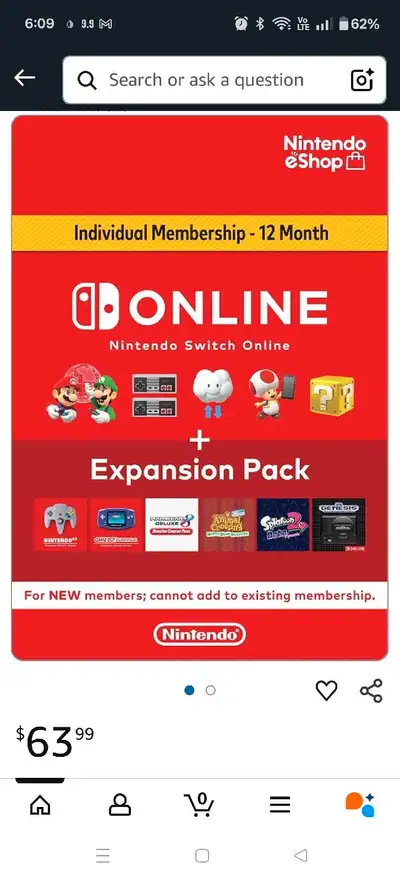 Came with my switch 2 package but I already had online from my original switch. Great if you want on...